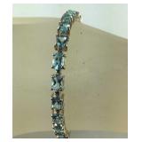 Sterling Silver Blue Topaz Tennis Bracelet, 13