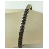 Sterling Silver Genuine Diamond Chip Bangle