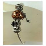 Sterling Silver 5 Charm Charm-Bracelet Signed QG,