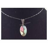 Sterling Silver Multicolor Inlaid Mother of Pearl