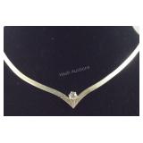 Sterling Silver Solitaire CZ Snake Chain