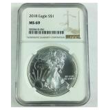 NGC MS69 2018 Silver Eagle