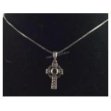 Sterling silver cross necklace 18in