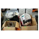 Skid lot: includes glasswares, shoes, padded bike