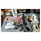 Skid lot: includes trophies, shower curtain,