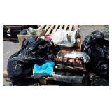 Skid lot of glassware, crafting paint supplies,
