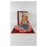Early composition doll with display case, marked