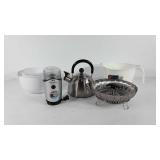 Kitchenwares, stainless coffee grinder, kettle