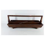 Wooden divided tool caddy, 32" × 10.5" × 12"