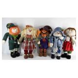 Holiday decor, scarecrows, leprechaun, snowman,
