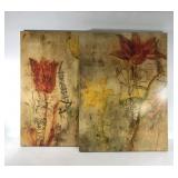 Two decor stretched canvas prints with crackled