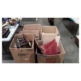 Skid lot, linens, decorative mirror, glassware,