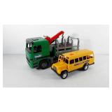 Toys, includes Bruder log truck with two logs and