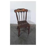 Antique Farm Table Chair, spindle back Plank