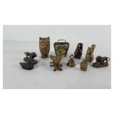 Brass decor, includes owl, squirrels, lions,