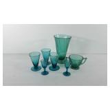 Glassware, includes ultramarine swirl depression