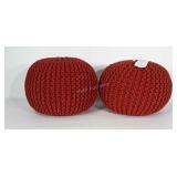 Two World Market Pouf Braided Ottomans in burnt