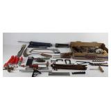 Tools, includes scythe, saw, saw blades, wood