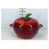 Technique enameled cast iron apple pan with lid