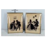 Reverse painted silhouette on convex glass
