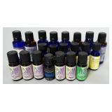 Essential oils lot in cobalt blue and amber glass