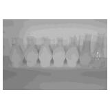 7 Glass lamp chutes. 6 have frosted glass. 5 are