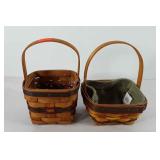 Two Longaberger baskets, one includes liner and