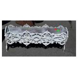 White painted wrought iron planter with insert
