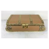 Leather style aluminum engraved jewelry box empty