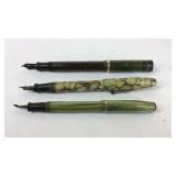 Three fountain pens, one is Weaver and one is