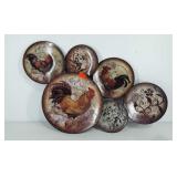 Chicken/rooster metal disc wall decor, 28" × 17"