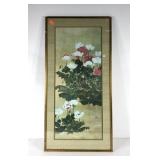 Asian style print, poppies, framed and double