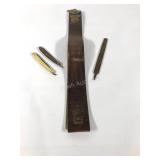 Red Imp razor strap, two straight razors and