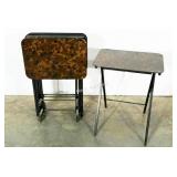 Set of four TV trays with stand, tortoiseshell
