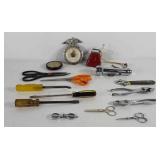 Miscellaneous group, cowbell, scissors,