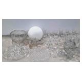 Glassware, stemware, pumpkin jar, punch bowl,