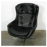 Overman swivel egg chair with chrome base, vinyl