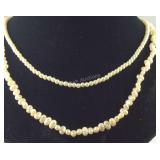 Two Trifari pearl like necklaces 22in and 38in