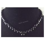 Black beaded clip on earrings and necklace 16in