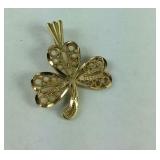 10k gold clover pendant tested 1.14g