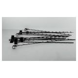 Eleven hanging merchandise strips with hooks, 30"