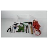 Tools, small storage bin with wrenches, rubber