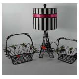 Home decor, includes wire Eiffel Tower lamp