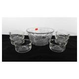 Glassware, includes salad bowl and six small