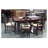 7pc Dining 62" Table Set, Walnut table with one