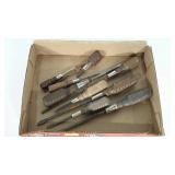 Flat of wood handled screwdrivers.