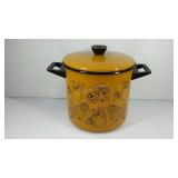 Enamel steamer pot, mushroom and veggie pattern