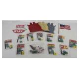 Group of country flags with wooden stands, 