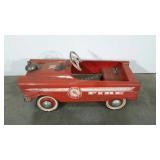 Fire Chief pedal car, metal, some rust as shown,