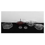 Glassware, hexagonal Avon dish, creamer and